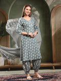 Women Ethnic Motifs Printed Regular Pure Cotton Kurta with Harem Pants & Dupatta