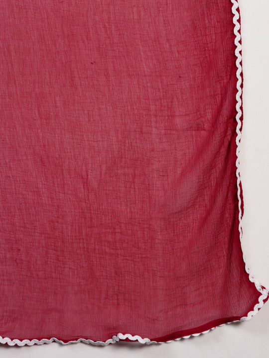 Women Floral Printed Regular Viscose Rayon Kurta with Trousers & Dupatta