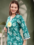 Floral Cotton Kurta Set for Women | Kurta with Pyjamas