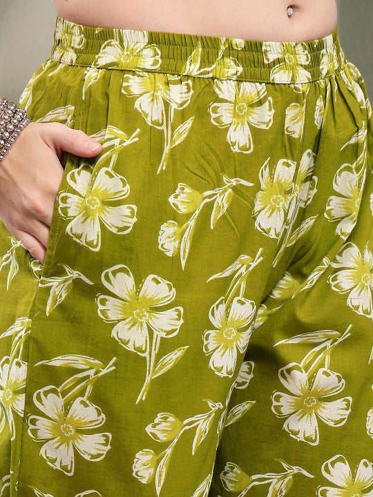 Floral Cotton Kurta Set for Women with Soft, Comfortable Pyjamas